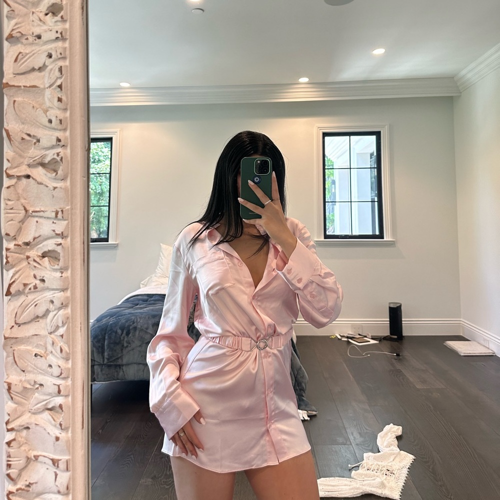Gorgeous revolve pink satin dress. NEVER WORN